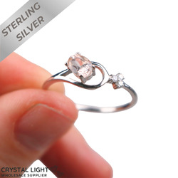 Sterling Silver Rings: Morganite & Diamond Ring
