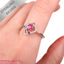 Sterling Silver Rings: Ruby & Diamond Ring