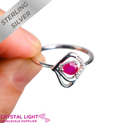 Sterling Silver Rings: Ruby & Diamond Ring