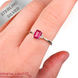 Sterling Silver Rings: Ruby & Diamond Ring