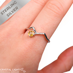Sterling Silver Rings: Yellow Sapphire & Diamond Ring