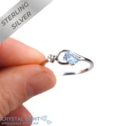 Sterling Silver Rings: Aquamarine & Diamond Ring