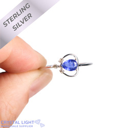 Sterling Silver Rings: Blue Sapphire & Diamond Ring