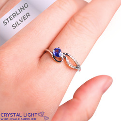 Sterling Silver Rings: Blue Sapphire & Diamond Ring