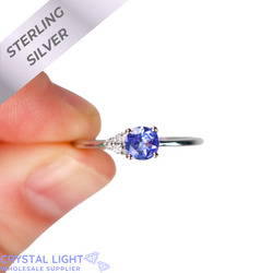 Sterling Silver Rings: Tanzanite & Diamond Ring