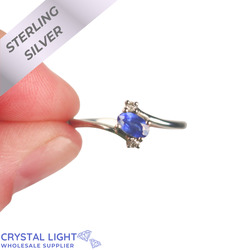 Sterling Silver Rings: Blue Sapphire & Diamond Ring