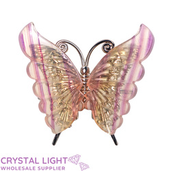 Display Pieces on Stand: Rainbow Fluorite Butterfly