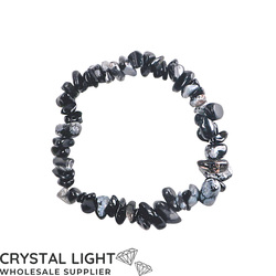 Chip Bead Bracelets: Snowflake Obsidian Chip Bracelet