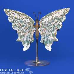 Display Pieces on Stand: Moss Agate Butterfly on Stand