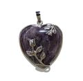Chevron Amethyst Heart with Rose Pendant