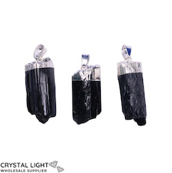 Raw Stone Pendants: Black Tourmaline Pendant with Bail
