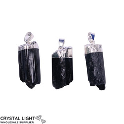 Raw Stone Pendants: Black Tourmaline Pendant with Bail