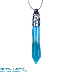 Terminated Pendant: Blue Agate Long Pendant