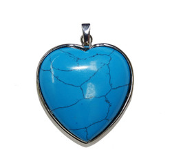 Heart Pendant: Blue Howlite Heart Pendant with Frame