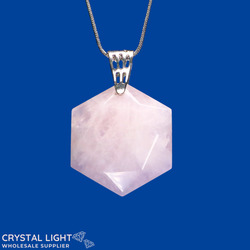 Hexagon Pendants: Rose Quartz Hexagon Pendant