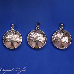 Tree Of Life Pendants: Rose Quartz Tree Of Life Round Pendant