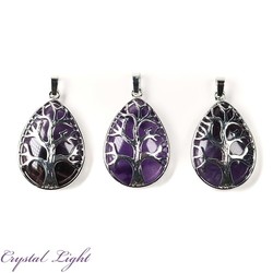 Tree Of Life Pendants: Chevron Amethyst Tree of Life Teardrop Pendant