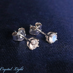 Sterling Silver Earrings: Moonstone Stud Earrings