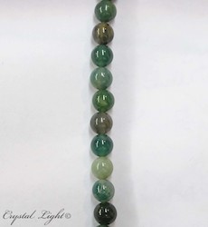 4,6 & 7mm Bead: Moss Agate 6mm Round Bead