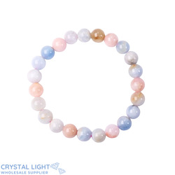 8mm Round Bead Bracelets: Morganite&nbsp;&&nbsp;Aquamarine Bracelet 8mm