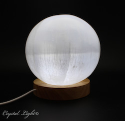 Selenite Lamps: Selenite Sphere Lamp with White USB Stand