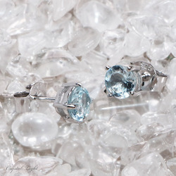 Sterling Silver Earrings: Blue Topaz Stud Earrings