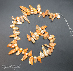 Shell and Pearl Beads: Orange Keshi Pearl Beads