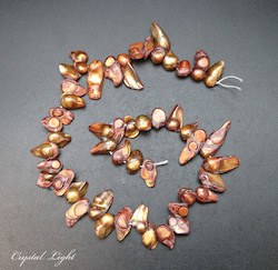 Shell and Pearl Beads: Red Gold Keshi Pearl Beads