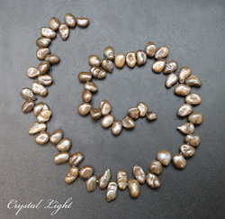 Shell and Pearl Beads: Pewter Keshi Pearl Beads