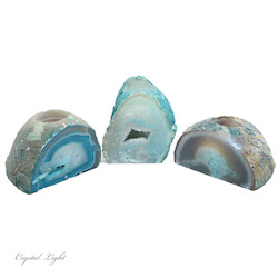 Candle Holders: Green Agate Geode Candle Holder