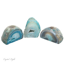 Candle Holders: Teal Agate Geode Candle Holder