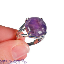 Non Sterling & Other Rings: Amethyst Adjustable Round Ring