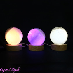 Selenite Lamps: Selenite Sphere with USB Stand