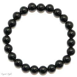 8-9mm Round Bead Bracelets: Black Agate 8mm Bracelet