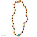 Mixed Amber with Turquoise Teething Necklace