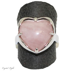 Non Sterling & Other Rings: Rose Quartz Heart Adjustable Ring