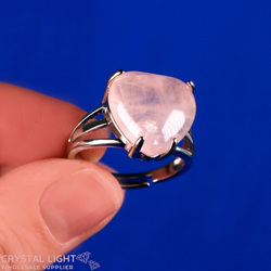 Non Sterling & Other Rings: Rose Quartz Heart Adjustable Ring