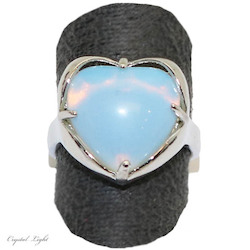 Non Sterling & Other Rings: Opalite Heart Adjustable Ring