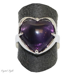 Non Sterling & Other Rings: Amethyst Heart Adjustable Ring