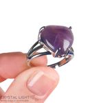 Amethyst Heart Adjustable Ring