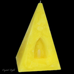 Crystal Candles: Pyramid Candle Lemon Quartz Lrg