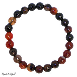 8-9mm Round Bead Bracelets: Orange and Black Agate 8mm Bracelet