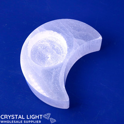 Selenite: Selenite Crescent Candle Holder