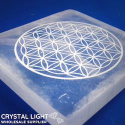 Selenite: Selenite Flower of Life Square Plate