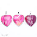 Pink Agate Heart Pendant with Frame