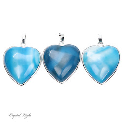 Heart Pendant: Blue Agate Heart Pendant with Frame