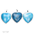 Blue Agate Heart Pendant with Frame