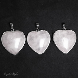 Heart Pendant: Clear Quartz Heart Pendant with Frame
