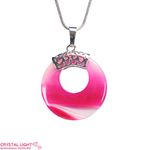 Pink Agate Donut Pendant with Bail