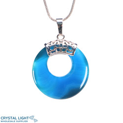 Donut Pendants: Blue Agate Donut Pendant with Bail